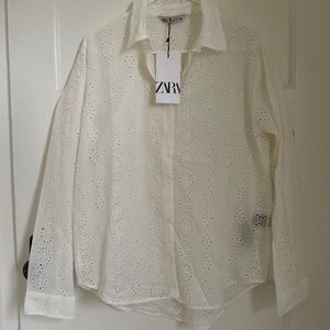 Zara Eyelet Blouse, Tags on, Size M